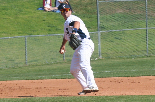Sophomore Warren Fishback was 2 for 3 with Citrus' only run in their loss at Mt. SAC. Photo By: Jerrika Ramirez.
