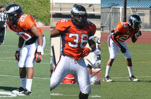 From left to right: Sophomores Braxton Brown and Kenyatta Johnson along with freshman Charles Flowers were all named 1st team All-State. Photos By: Natalia Ponce.