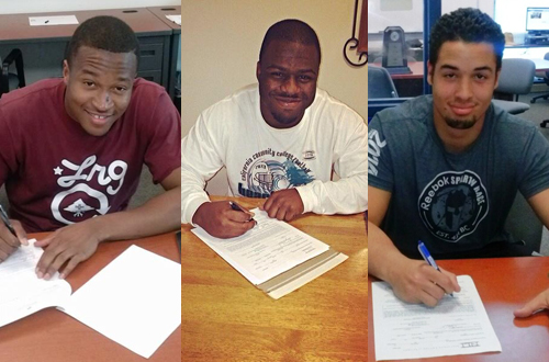 Sophomore's Braxton Brown, Kenyatta Johnson, and Vincent Gardella were three of the five recent Owls to sign scholarship offers to continue their educational and playing careers.