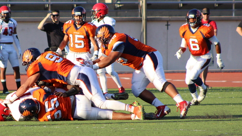 The Citrus College defense forced five turnovers and held the host Wolverines to 28 yards rushing in the Owls' 33-9 win over San Bernardino Valley College.
