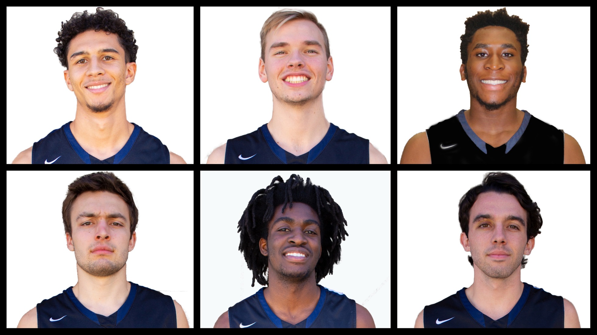 Clockwise from top left: Josh Caston, Jesse Elrod, Psalm Maduakor, Colby Orr, Treyvon Watts-Hale, and Sam Gagliardi.
