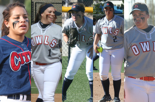 From left to right: Bre Lockett, Jessica Gonzalez, Katherine Cunningham, Carissa Bender, and Shyann Ramirez have all accepted offers to continue their educational and playing careers at 4-year schools come this fall.