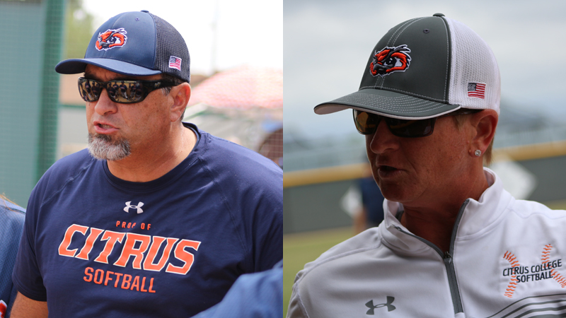 Long time Assistant Coach Terry Paredez (left) is taking over the Citrus College Softball program for Jackie Boxley (right) who has accepted a role as Assistant Athletic Director here at Citrus College.