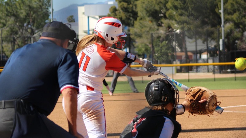 Becky Winder gets ahold of a pitch. Image: Geneva Wilhelm