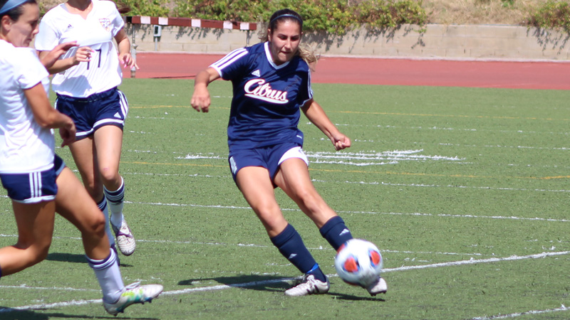 Freshman Devyn Bagwell notched an assist off a corner kick in Citrus' 2-1 loss to Santa Monica.