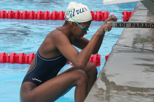 Lora Marquez-Salgado finished 11th overall in the 100 Yard Backstroke and participated in the 400 Yard Free Relay in the final day of the WSC Championships. Photo By: Marian Manfre-Winchester