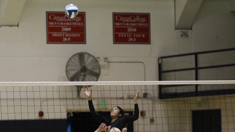 Freshman Brianna Olvera had a team high 14 kills in Citrus' loss to Glendale. Photo By: Marisa Dyson